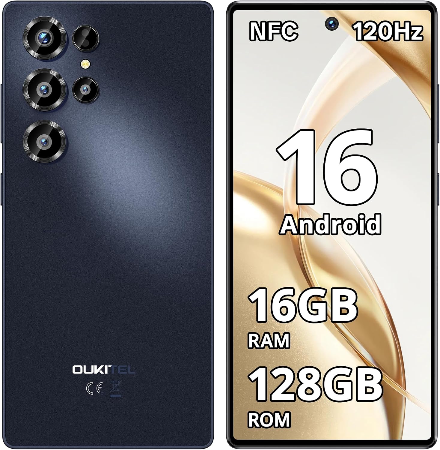 C66 Android 16 Cell Phone Unlocked, 6.73" Display,16GB+128GB/TF 1TB