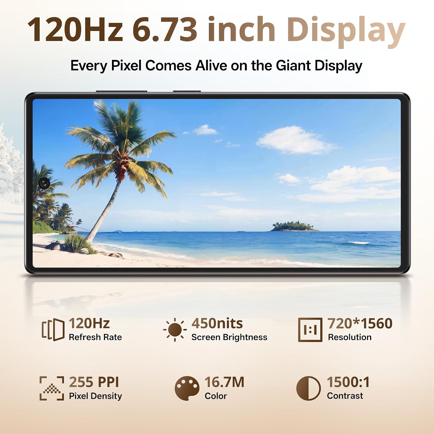 C66 Android 16 Cell Phone Unlocked, 6.73" Display,16GB+128GB/TF 1TB - Image 4