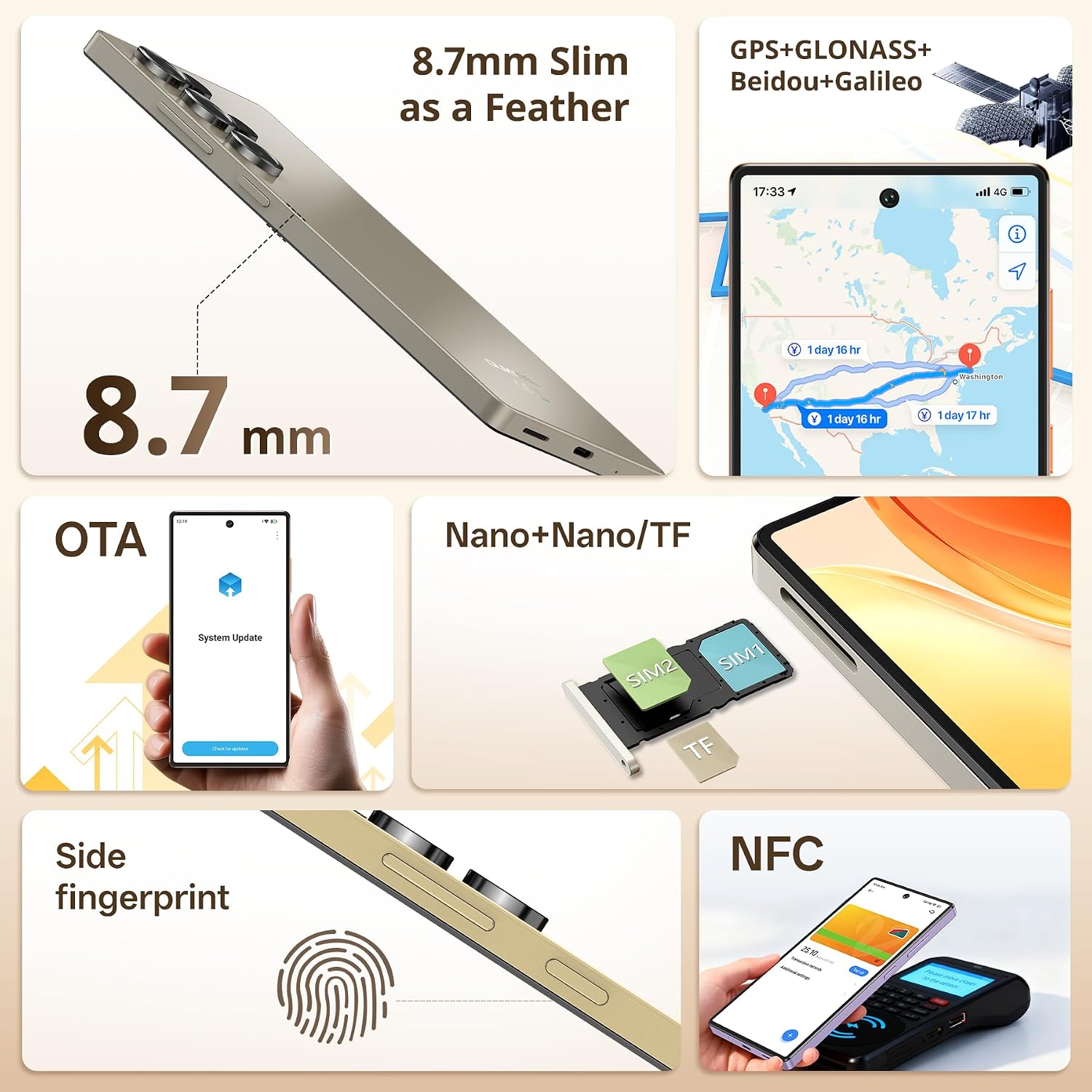 C66 Android 16 Cell Phone Unlocked, 6.73" Display,16GB+128GB/TF 1TB - Image 8