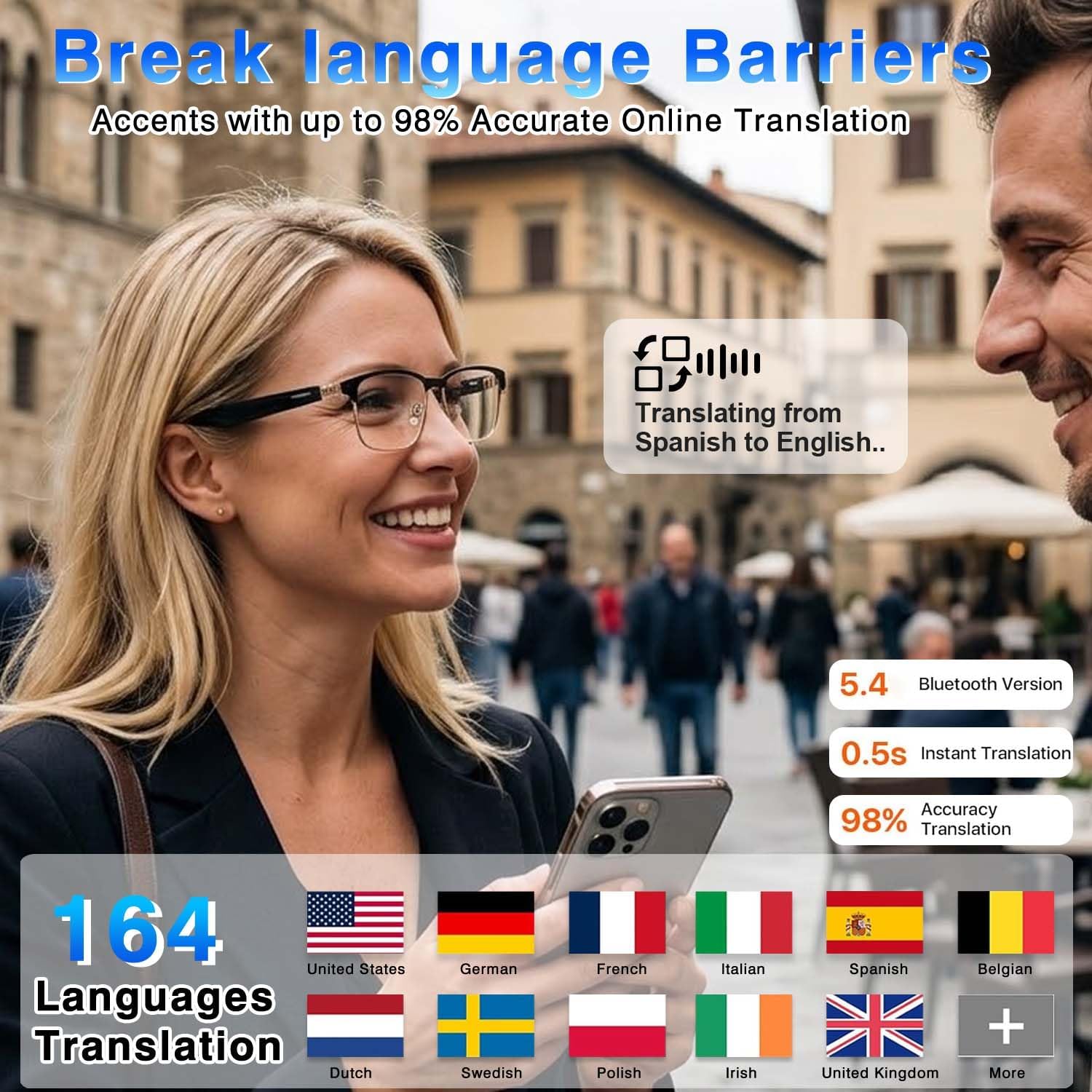 Ai
Translation
Smart
Glasses
with
Chat
GPT,
Bluetooth
Glasses
for
Men
Women - Image 2